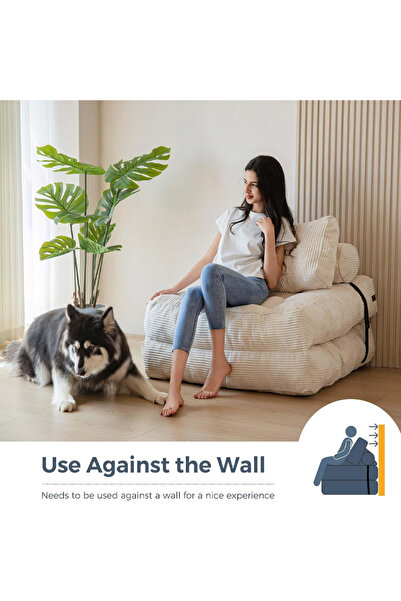 Sumkyle أريكة سرير قابلة للطي مع وسادة ومرتبة قابلة للطي مع دعم للظهر وأريكة ...