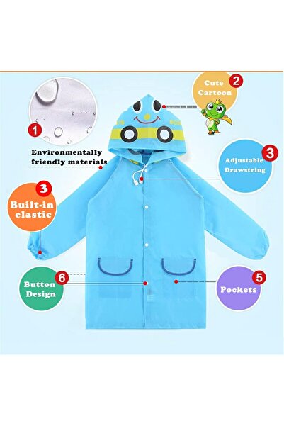 Aputue معطف واق من المطر للأطفال مقاوم للماء وقابل لإعادة الاستخدام مع غطاء ل...