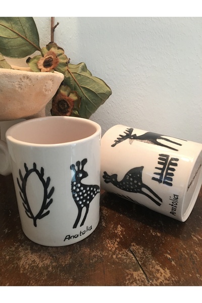 seramikanaz Anatolian Patterned Handmade Ceramic Coffee Cup