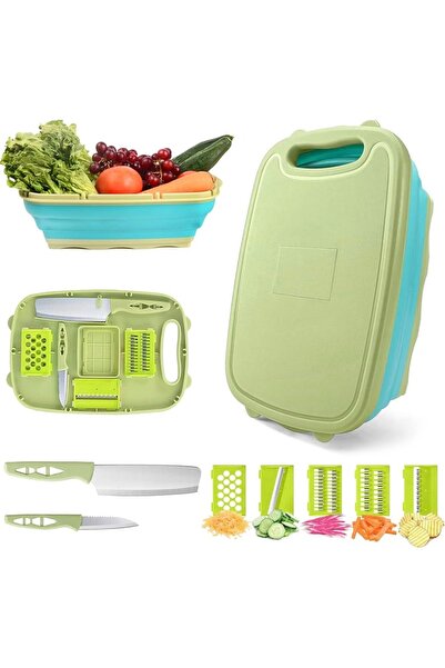 cc bin shihon لوح التقطيع القابل للطي والمتعدد الوظائف 9 في 1 مع سلة تجفيف قا...