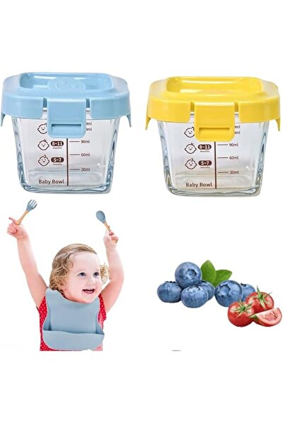 Generic Baby Glass Food Containers - Leakproof Microwave-Safe Jars with Lids, BPA-Free (Blue)