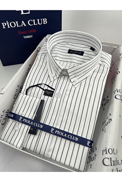 Piola Club Ανδρικό πουκάμισο χωρίς τσέπες, κανονική εφαρμογή, ριγέ (μαύρο)