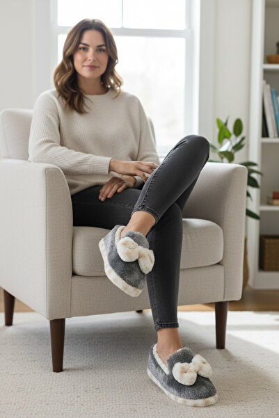 tuva modern Silent Sole Winter Home Slippers with Bow Detail