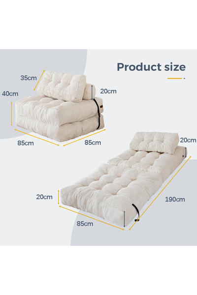 Sumkyle Folding Sofa Bed with Pillow Foldable Mattress with Back Support Chai...