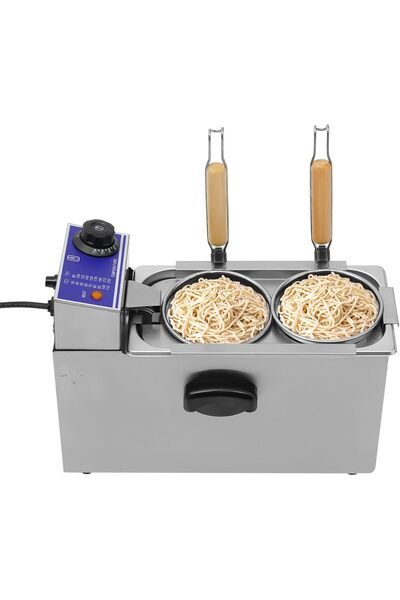 Generic 1200W Commercial Electric Pasta Cooker 2 Hole Stainless Steel Noodle Boiler Machine with Strainers