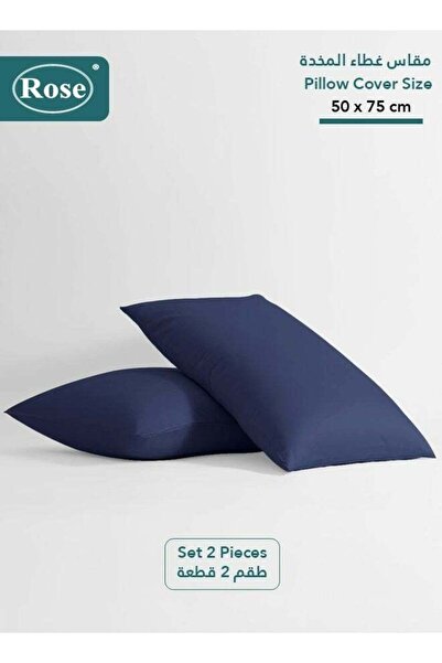 Rose Luxurious Plain Pillow Covers Set, 2-Piece Microfiber Pillowcases 50×75 cm - Dark Blue