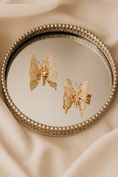 gigigiyim Crystal Stone Patterned Moving Winged Butterfly Hair Clip