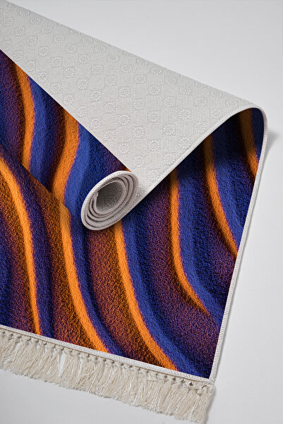 Alanur Home Non-Slip Base Djt Toilet Set Trend Fringed Geometric E5022 Colorful