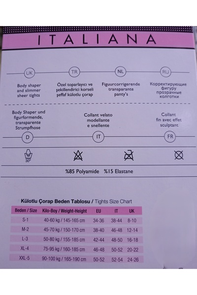 İTALİANA Women's Black Shiny 15Den Corseted Pantyhose 2505