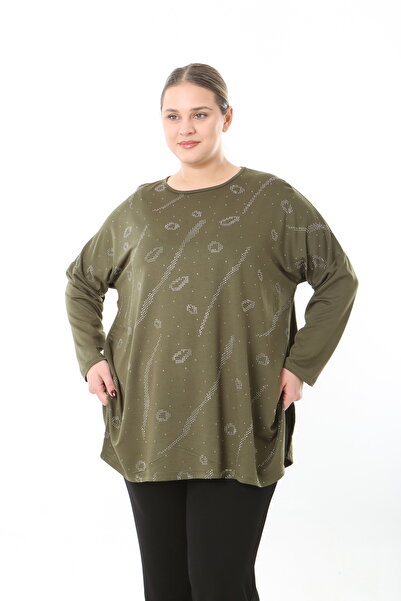 XL Modam Women's Lycra Viscose Stone Khaki Large Size Tunic