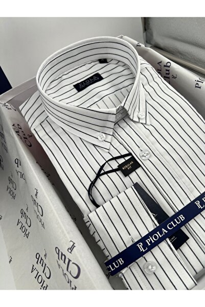 Piola Club Ανδρικό πουκάμισο χωρίς τσέπες, κανονική εφαρμογή, ριγέ (μαύρο)