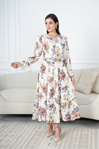 SELSAL فستان مورد بأكمام جرس