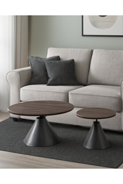 Ch A two-table service set in a black and wood design, suitable for the living room and majlis.