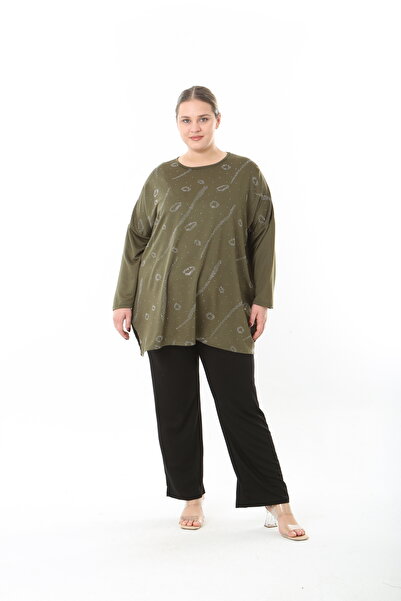 XL Modam Women's Lycra Viscose Stone Khaki Large Size Tunic
