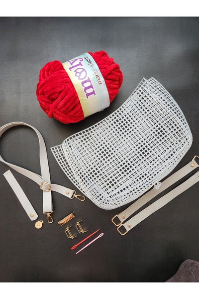 FERİHA HOBİ AKSESUAR 3D Bag Canvas Knitting Kit (8 Pieces)