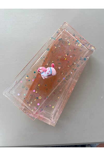 Phellos Decorative Jewelry Box with Salmon Color Lid – Glittery and Cute Storage Box