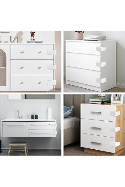 AZONEE Child Cabinet Locks – 4-Pack Safety Drawer Corner Latches with Strong Adhesive