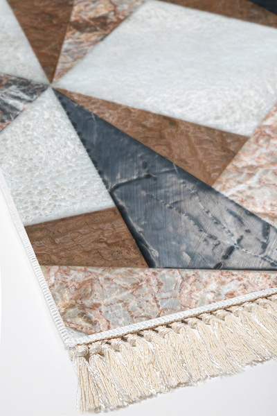 Alanur Home Non-Slip Base Djt Toilet Set Star Cotton Fringed Geometric E5028 Colorful