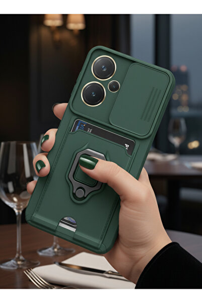 TechTrove Redmi Note 13 Pro Plus Kılıf Kamera Koruma Sürgülü Kartvizitli Kart...