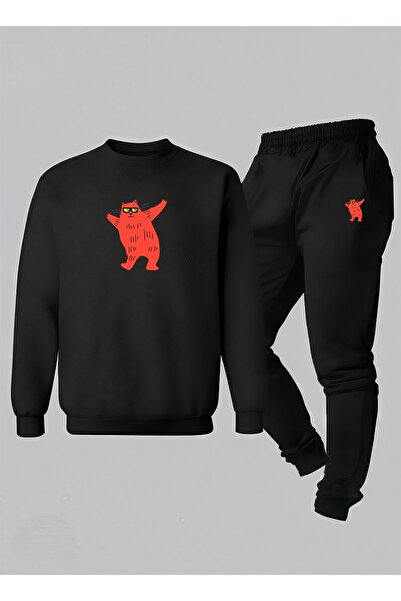 LORVEX Φούτερ με λαιμόκοψη - Παιδική φόρμα DANCER CAT με στάμπα 3 νημάτων