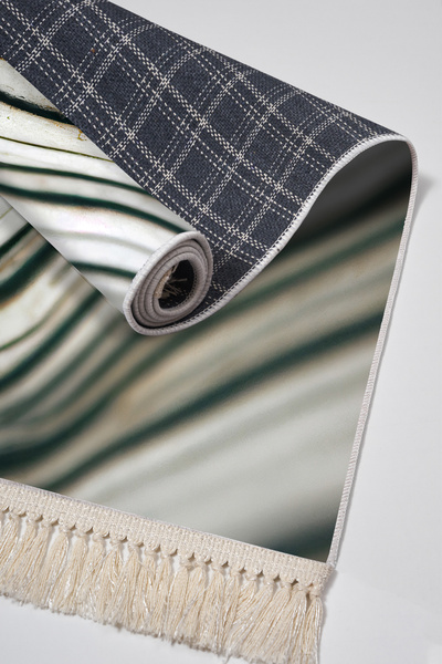 Alanur Home Non-Slip Base Djt Toilet Set Star Cotton Fringed Marble E5032 White