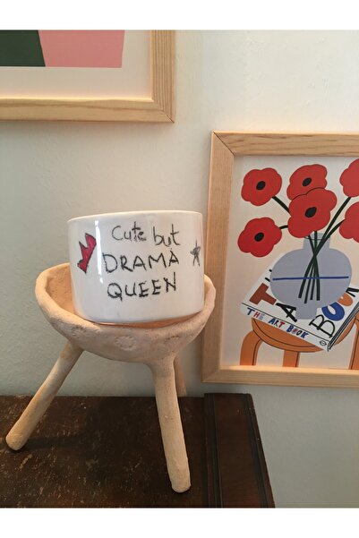 seramikanaz Drama Queen Written Handmade Ceramic Coffee Cup