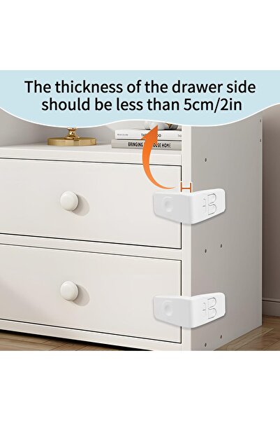 AZONEE Child Cabinet Locks – 4-Pack Safety Drawer Corner Latches with Strong Adhesive
