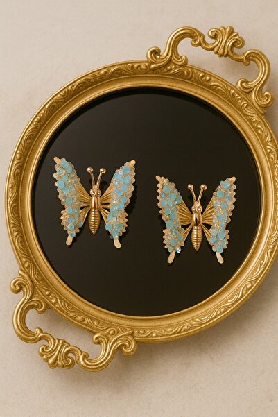 gigigiyim Crystal Stone Patterned Moving Winged Butterfly Hair Clip