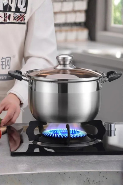 Muchmy 24CM Stainless Steel Cookware Set Glass Lid Multi-purpose Double Handle Design Pot