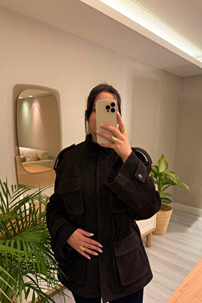 De Morque Acı Kahve Süet Yüksek Yakalı Field Kadın Ceket