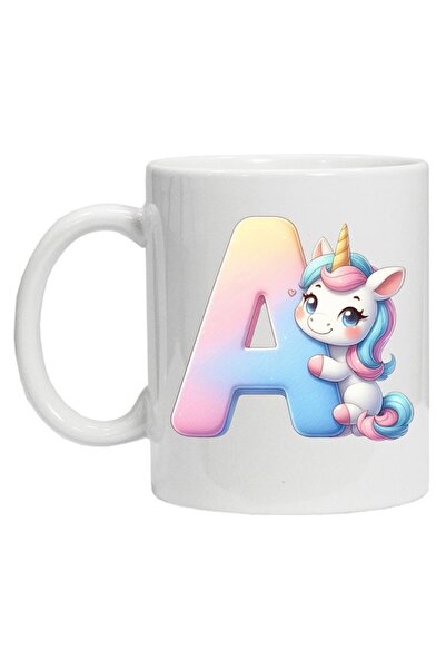 CRD PRINT Personalized Ceramic Mug with Initial + Unicorn (Letter A) 330 ml