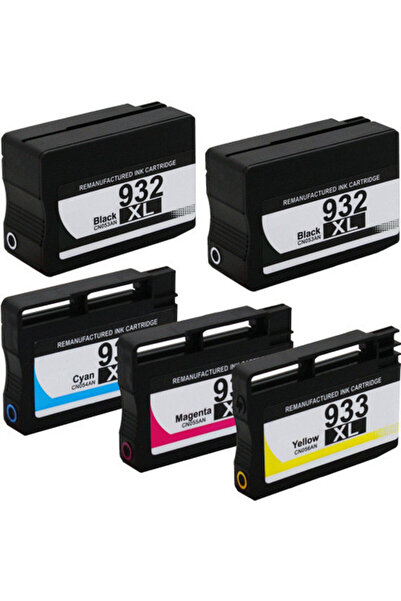 Propart Set of 5 Inkjet Cartridges 932XL 933XL Black.Cyan.Red,Yellow, 1000 Pages Multicolor Compatible