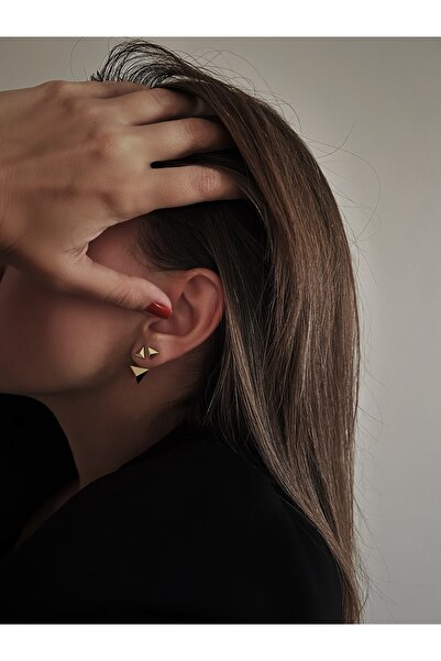 Bold Manifest Designs Upside Down Altın Kaplama Gümüş Küpe