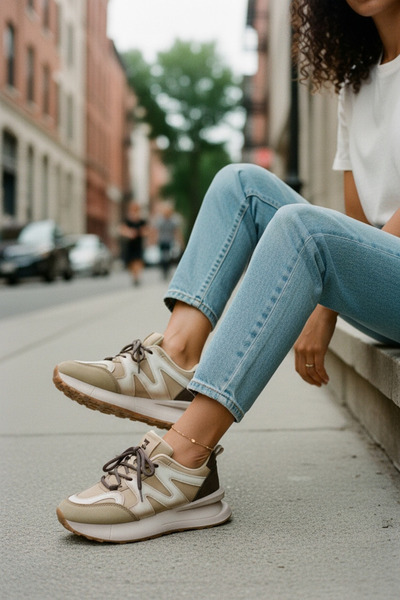 dehaine Women's causal sneakers made of eco-leather in pre-washed colors, R01