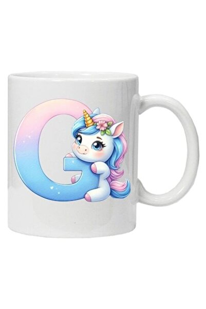 CRD PRINT Personalized mug with initial + unicorn (initial letter G), white, ceramic, 330 ml