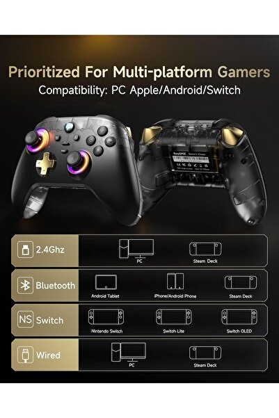 EasySMX D05 Wireless PC Controller with Charging Dock, RGB & 1000mAh Battery