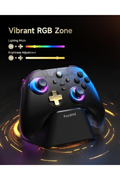 EasySMX D05 Wireless PC Controller with Charging Dock, Hall Sensor & RGB Lighting