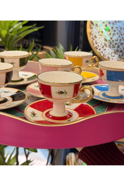 Onedekor 6-Piece Porcelain Chiteki Colorful Coffee Cup