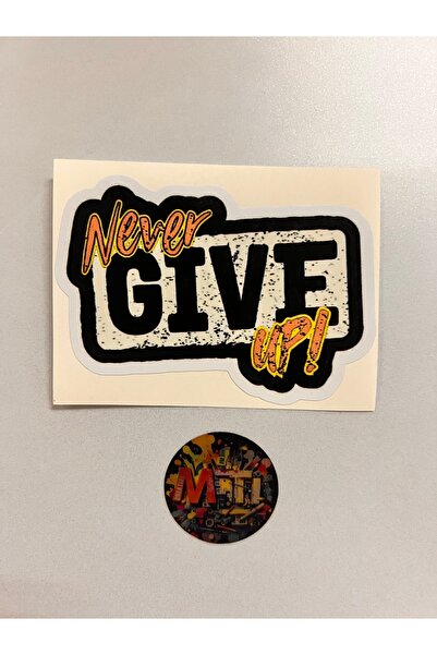 sticker Never Give up - Car Motorcycle Helmet Laptop Windshield Sticker Print Never Gıve up 10X7Cm