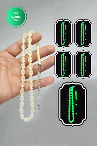 Si moda 5-Piece Cat's Eye Prayer Beads Glow in the Dark Phosphorescent Cat's ...