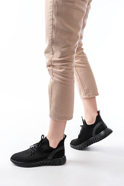 Zerenyus Zri̇n-501 Black Lace-Up Comfortable Sole Casual Knitwear Sports Shoes