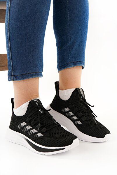 Babetty Unisex Orthopedic Light Sole Striped Detail Lace-Up Knitwear Casual Sports Shoes Breathable