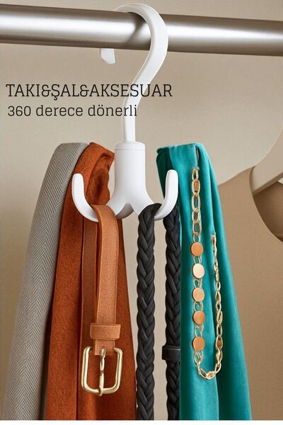 Transformacion 360° Dönerli Kancalı Çok Amaçlı Askı - Dolap İçi Düzenleyici T...