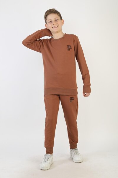 NEW YEAR FİT İki İplik Ba Printed Boys' Set