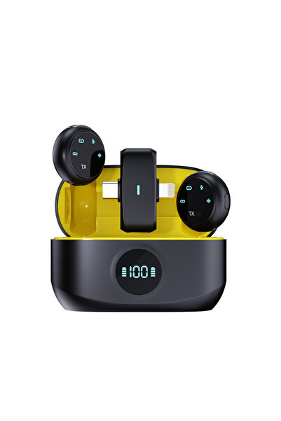 MATECHNO Kablosuz Profesyonel İkili Yayın Yaka Mikrofonu Şarj Kutu Mıknatıslı...