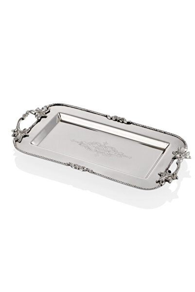 esdekor Tray with handle silver rectangular tray 30x15 cm