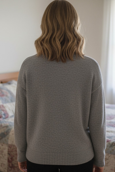 STEFFKON Women's casual gray sweater - Round collar