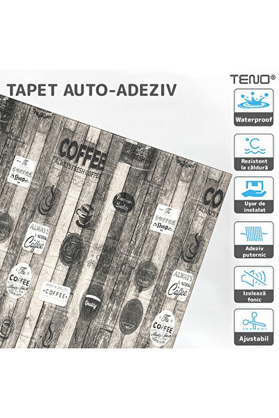 Teno Set 10x Tapet 3D Teno®, Coffee, suprafata acoperire 4.9 mp, autoadeziv, perete/tavan, 70x70 cm, maro