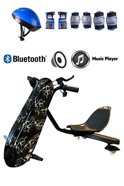CityMate Drift Car Bluetooth Hoparlörlü Graffiti Desenli Kask-Dizlik Seti Hediyeli