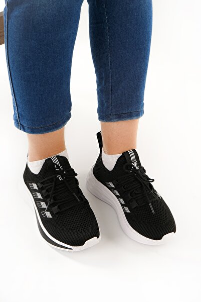 Babetty Unisex Orthopedic Light Sole Striped Detail Lace-Up Knitwear Casual Sports Shoes Breathable